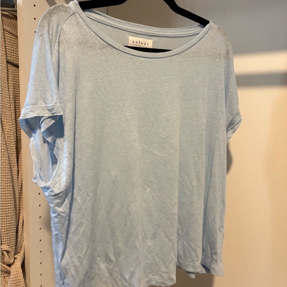Velvet Women's Sky Blue Short Sleeve Top